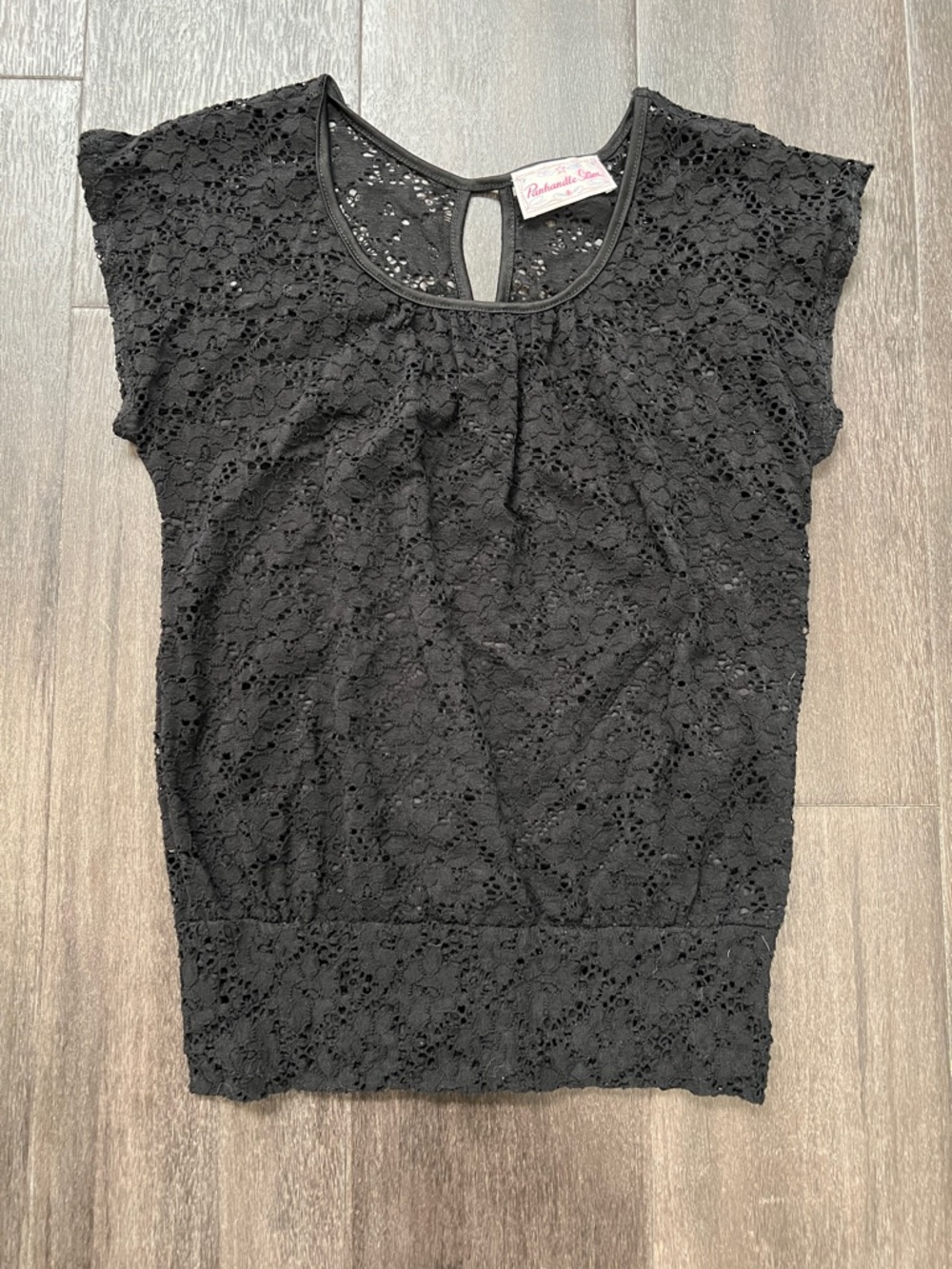 Black Lace Short Sleeve Top